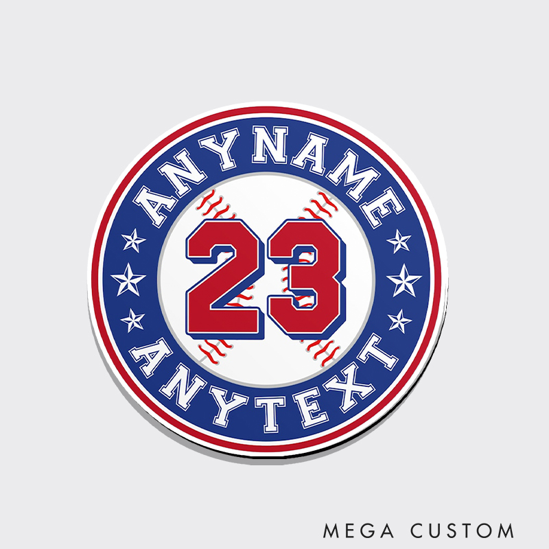 Personalized All-Star Baseball Fridge Magnet with Custom Name and Number 