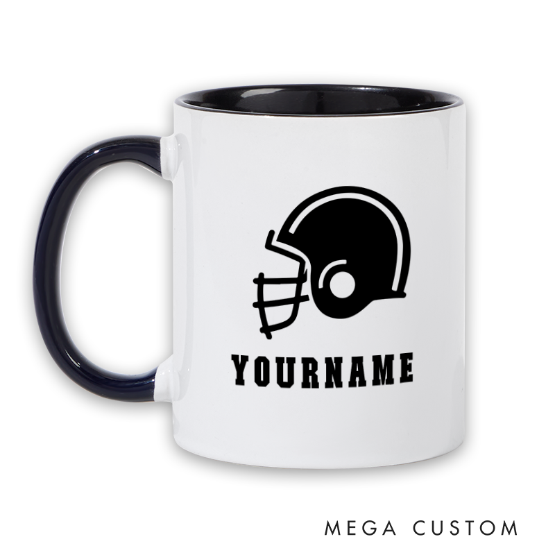 Personalized American Football Helmet Mug with Custom Player Name