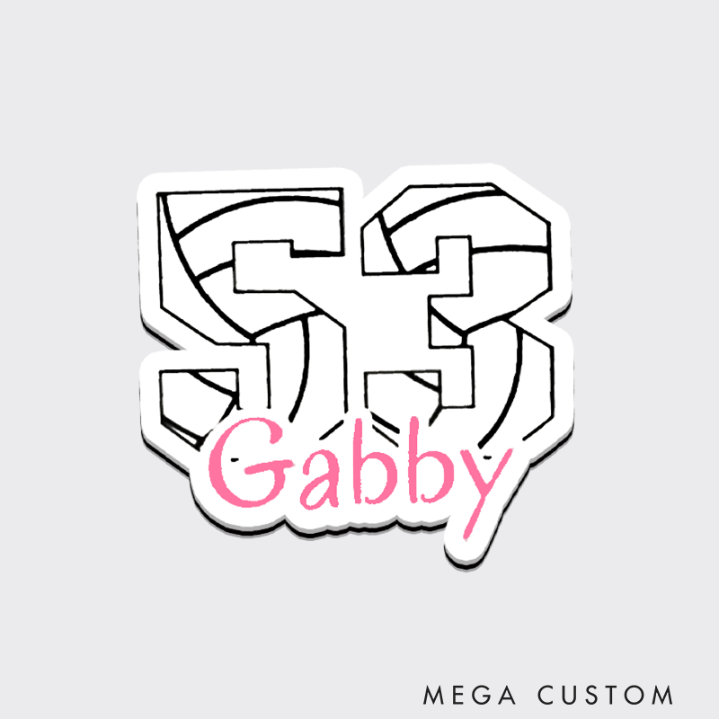 Personalized Volleyball Number Fridge Magnets with Custom Player Name and Number