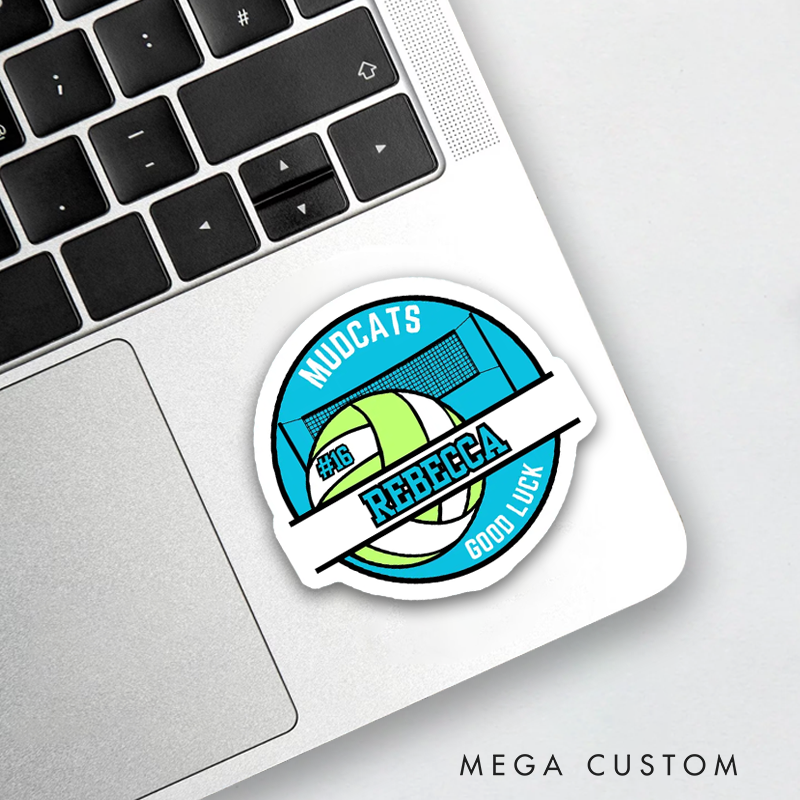 Personalized Good Lucy Volleyball Sticker with Custom Team Name, Player Name and Number for Game Day