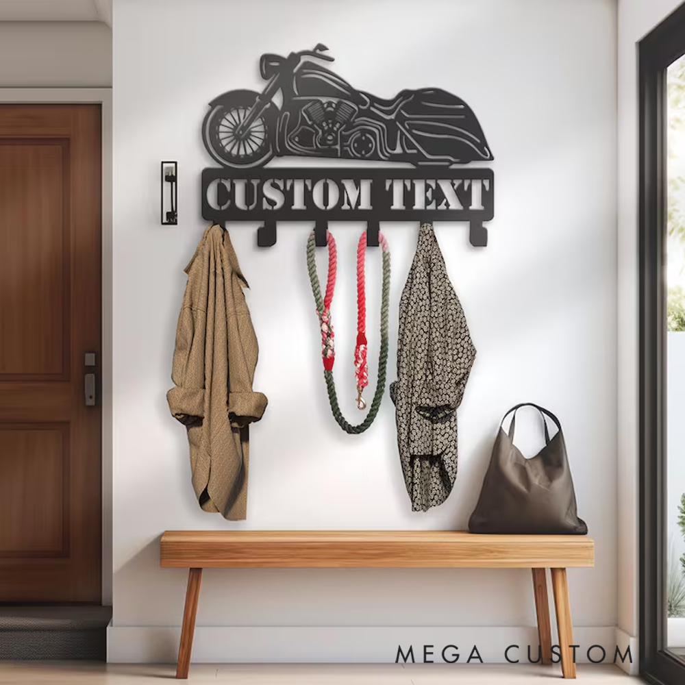 Personalized Metal Motorcycle Wall Hook Custom Organizer  for Bikers