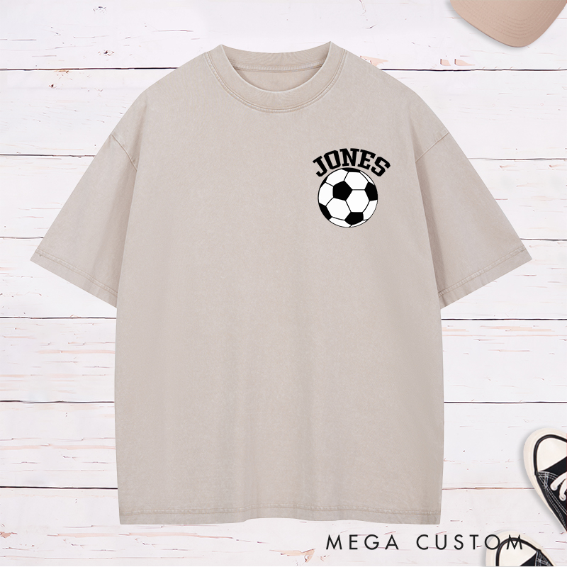 Personalized Classic Soccer Ball Washed T-Shirt with Custom Name