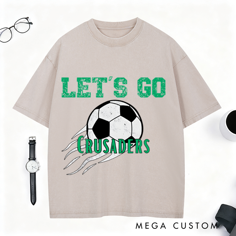 Personalized Vintage Style Soccer Washed T-Shirt with Custom Team Spirit Design