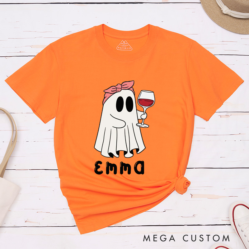 Personalized Ghost with Wine Halloween Shirt Mr and Mrs Ghost Funny Couple Matching Shirt