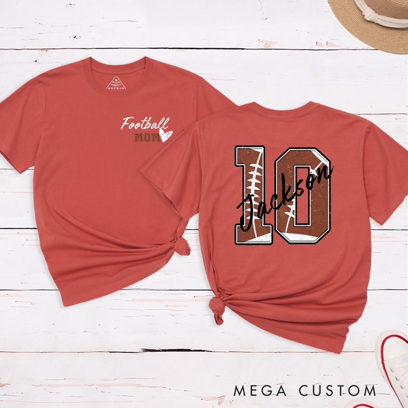 Personalized American Football and Rugby Mom T-Shirts with Custom Name and Number on the Back