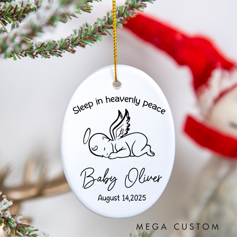 Personalized Baby Loss Ornament Sleep In Heavenly Peace Memorial Ornament Stillborn Miscarriage Keepsake Infant Loss Gift Angel Baby Ornament