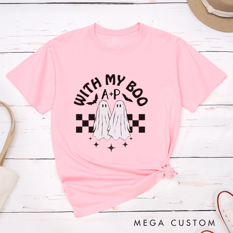 Personalized Halloween with My Boo Couple Matching T-Shirt Halloween Couple Classic Matching Shirt