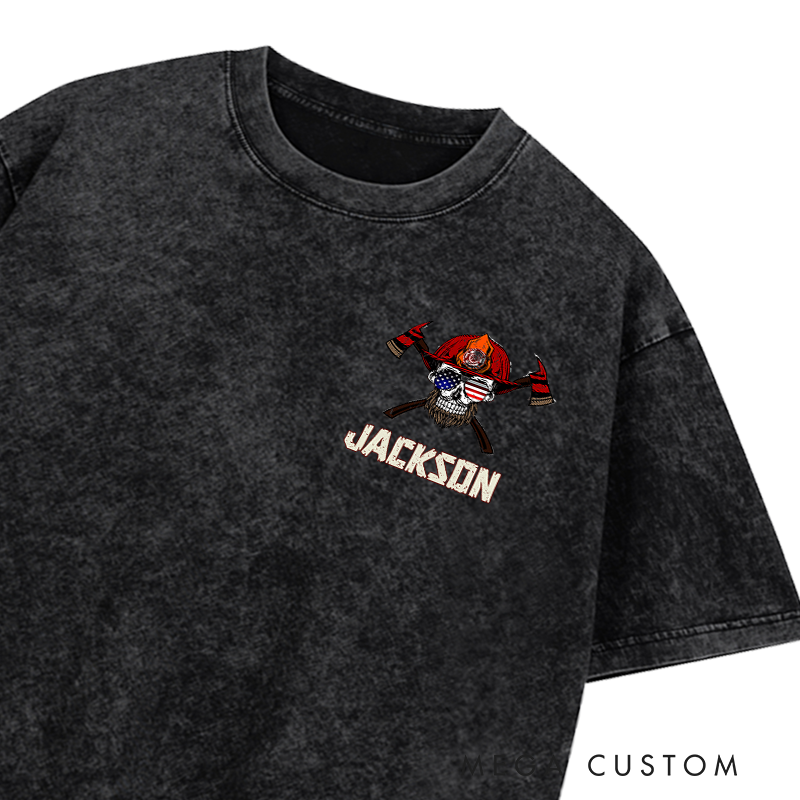 Personalized Firefighter Washed T-Shirt Retired Firefighter Dad and Pawpaw Design Gift for Firefighter