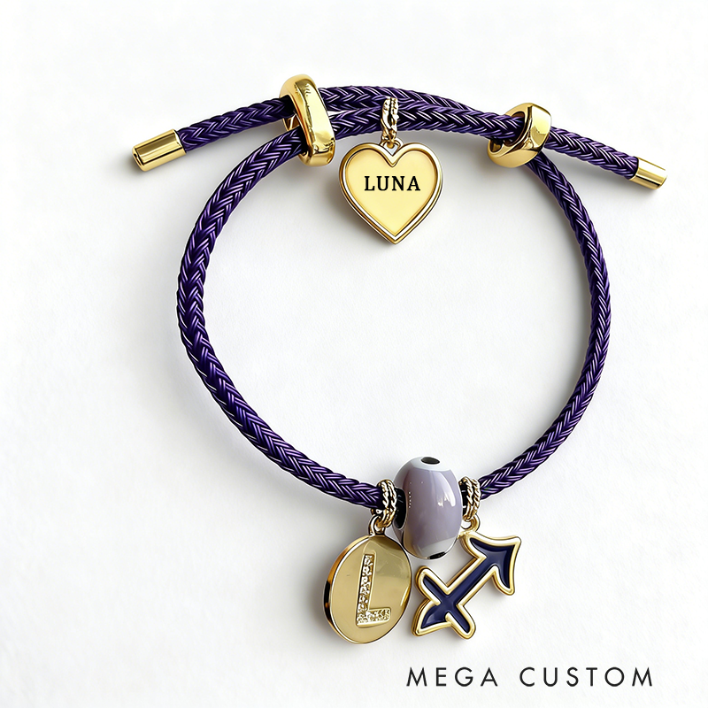 Personalized Zodiac Initials Couple Bracelet Engraved Constellation Charm Gift for Lovers Romantic Connection