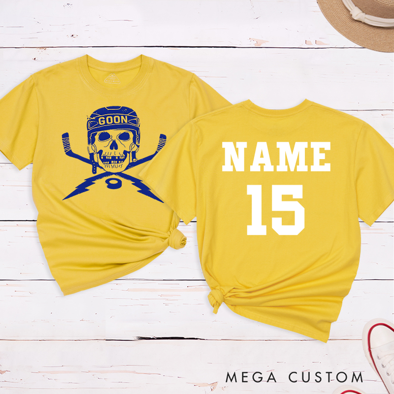 Personalized "Goon Skull" Hockey T-Shirt with Custom Name and Number