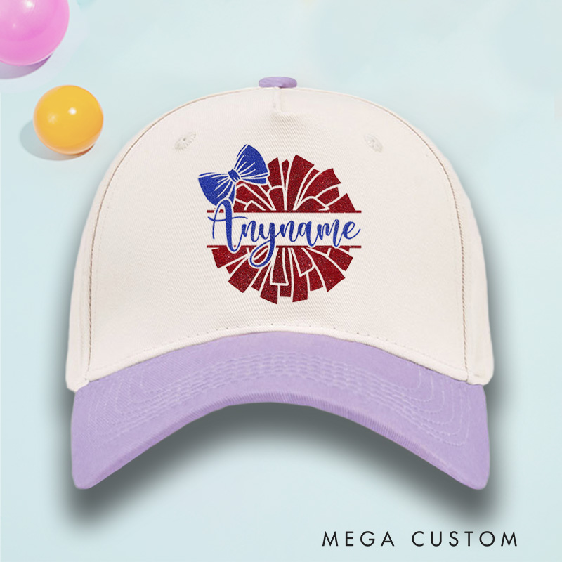 Personalized Cheerleader Name Cotton Two Tone Cap with Custom Name for Fans
