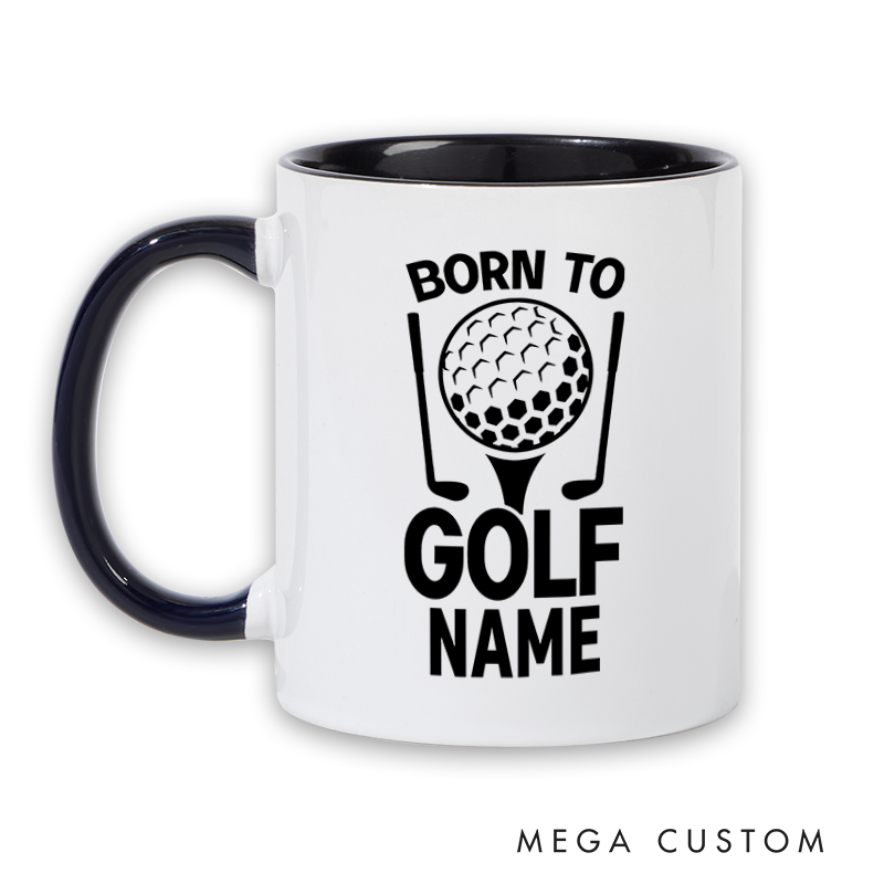 Personalized Born to Golf Mug with Custom Name and Stylish Design Perfect Gift for Golf Enthusiasts