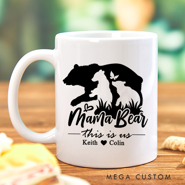 Personalized Mama Bear Mug Mama Bear with Cubs Coffee Mug Custom Bear Family Mug Mom Coffee Mug Housewarming Gift  Christmas Gift Moving Away Gift 