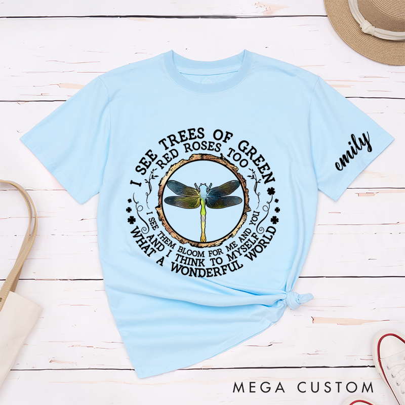 Personalized Classic T-Shirts Wonderful World Nature Enthusiast Dragonfly T-Shirt