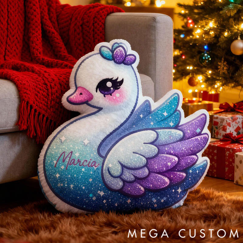 Personalized Graphic 3D Print Pillows Pillow, Custom Swan Pillow with Name for Family