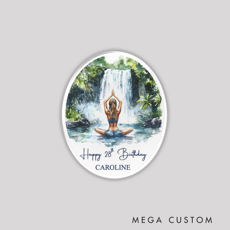 Personalized Yoga Refrigerator Magnets with Beautiful Waterfall Design Perfect Birthday Gift or Keepsake for Yoga and Nature Lover