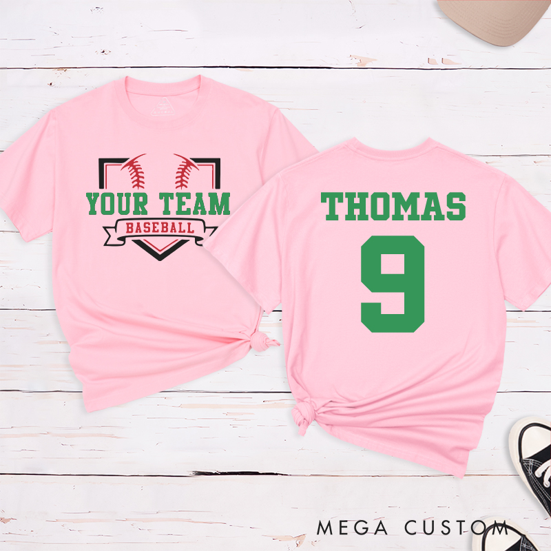 Personalized Team Name Baseball Home Plate Design T-Shirt