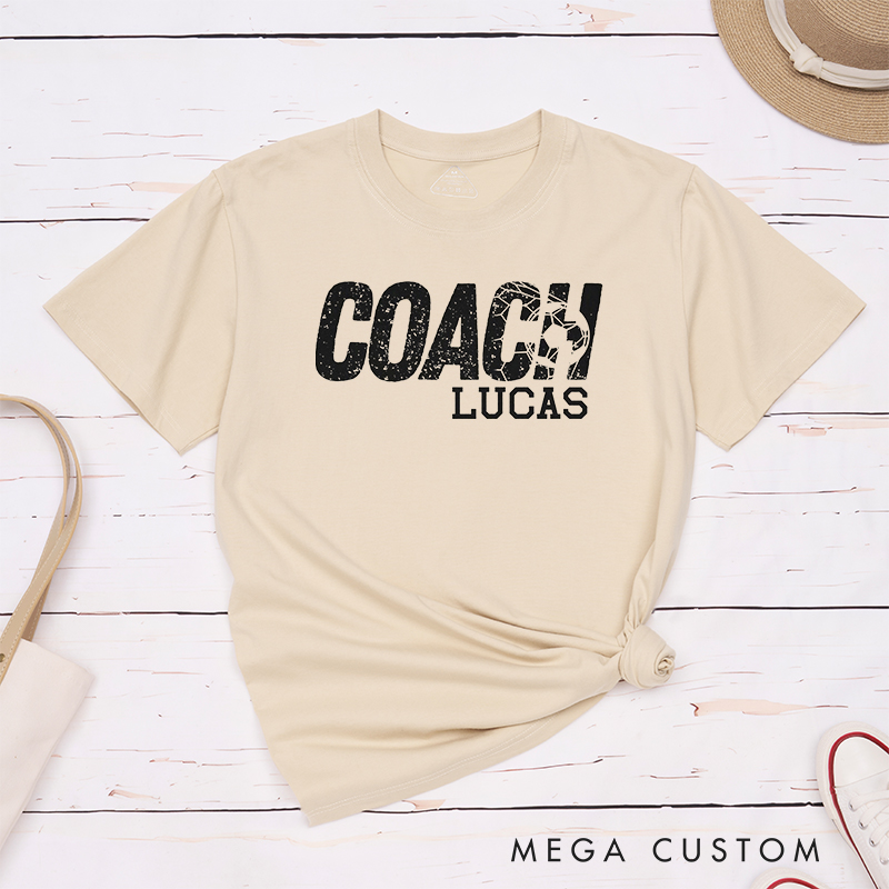 Personalized Coach Soccer T-Shirt with Custom Name 