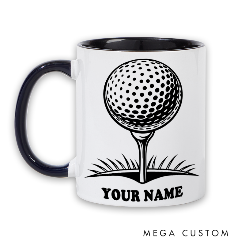 Personalized Golf Mug with Custom Name Golf Ball on Tee Design Perfect Gift for Golf Enthusiasts