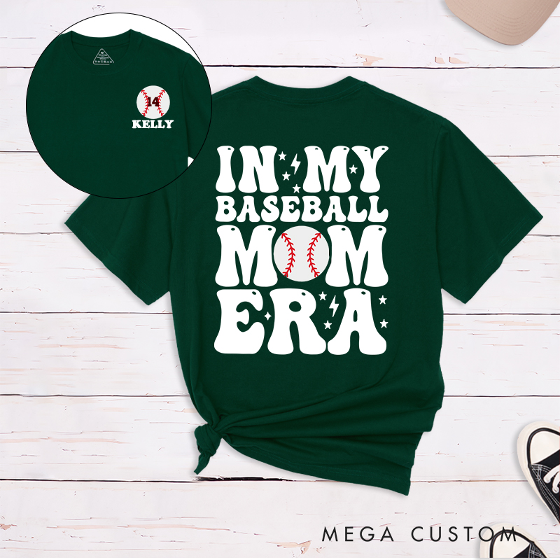Personalized "In My Baseball Mom Era" T-Shirt Custom Name & Number
