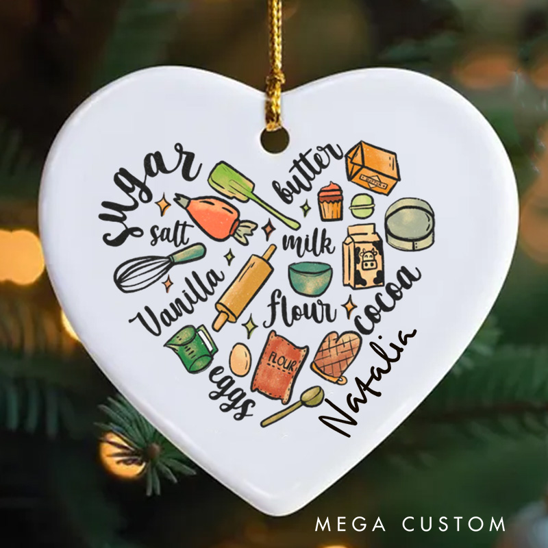 Personalized Baker Christmas Ornament Bakery Heart Xmas Ornament Baker Gift Baking Lover Gift Baking Gift
