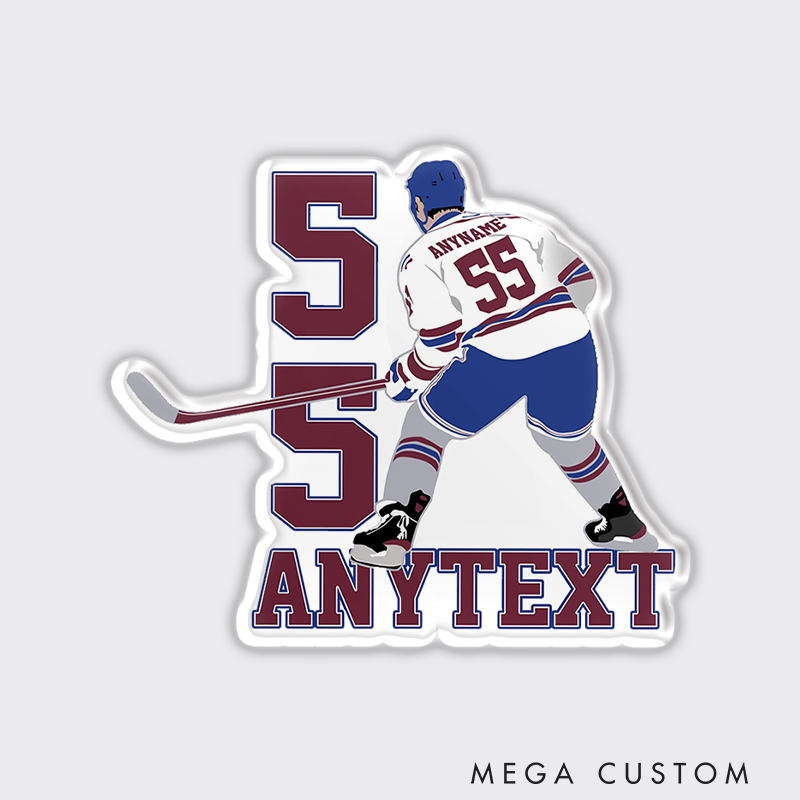 Personalized Ice Hockey Fan Fridge Magnet with Custom Name and Number Design