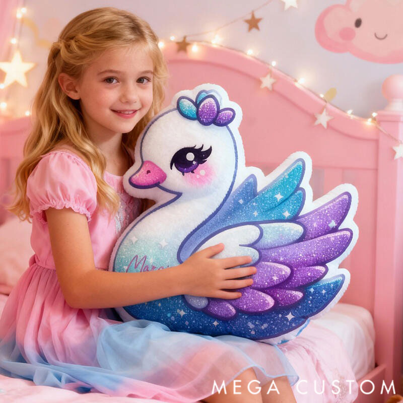 Personalized Graphic 3D Print Pillows Pillow, Custom Swan Pillow with Name for Family