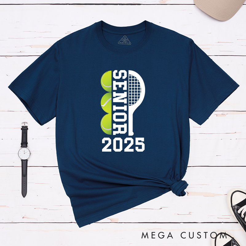 Personalized Senior Tennis T-Shirt with Graduation Year and Custom Name