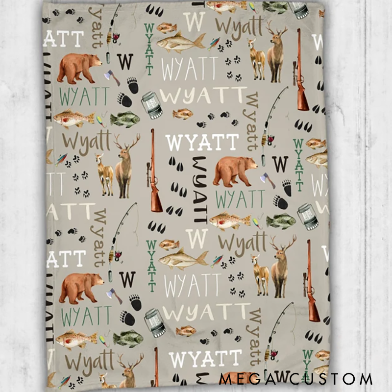 Personalized Outdoor Adventure Blanket Hunting Fishing Blanket Custom Hunting Blanket Hunting Blanket Custom Name Perfect for Nature Enthusiasts