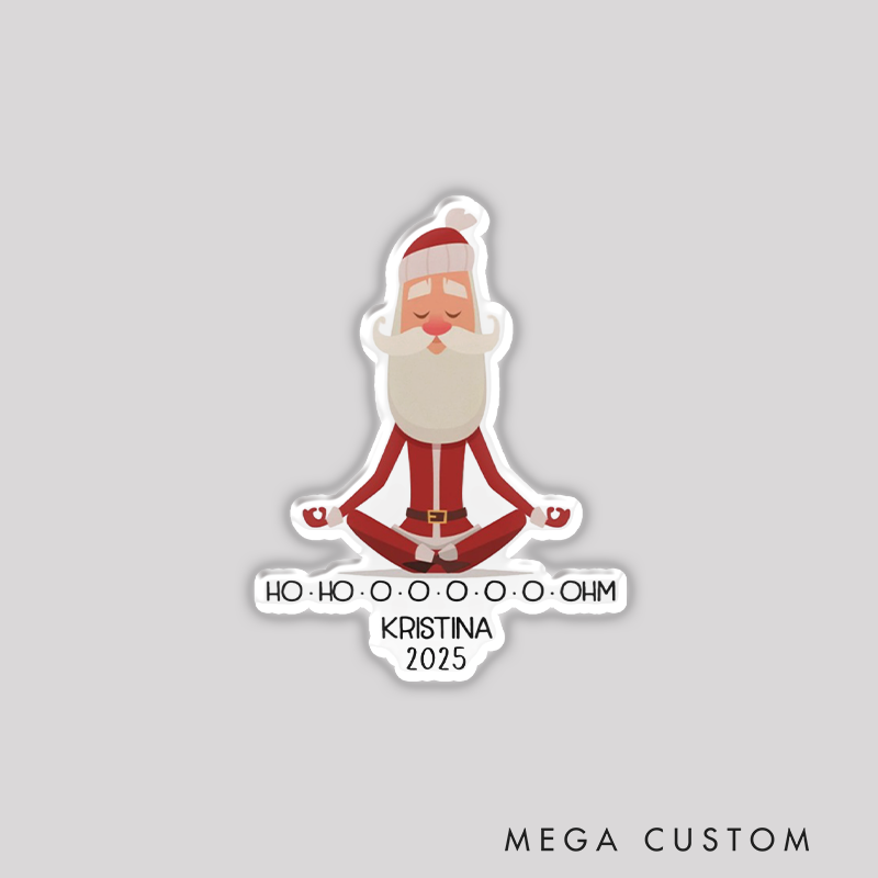 Personalized Christmas Yoga Refrigerator Magnets with Funny HO HO OHM Design Perfect Christmas Gift for Yoga Lover