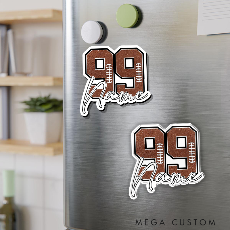 Personalized American Football and Rugby Nmuber Magnets with Custom Name and Number