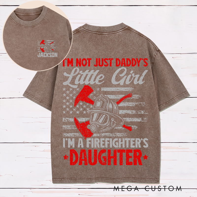 Personalized Firefighter Washed T-Shirt Firefighter's Daughter Gift for Firefighters Daughter