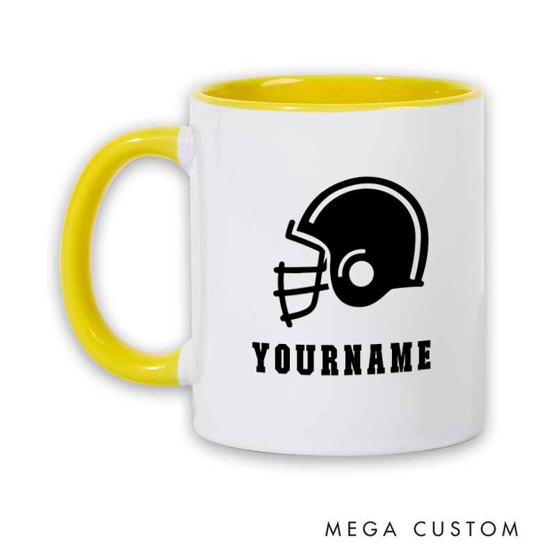 Personalized American Football Helmet Mug with Custom Player Name