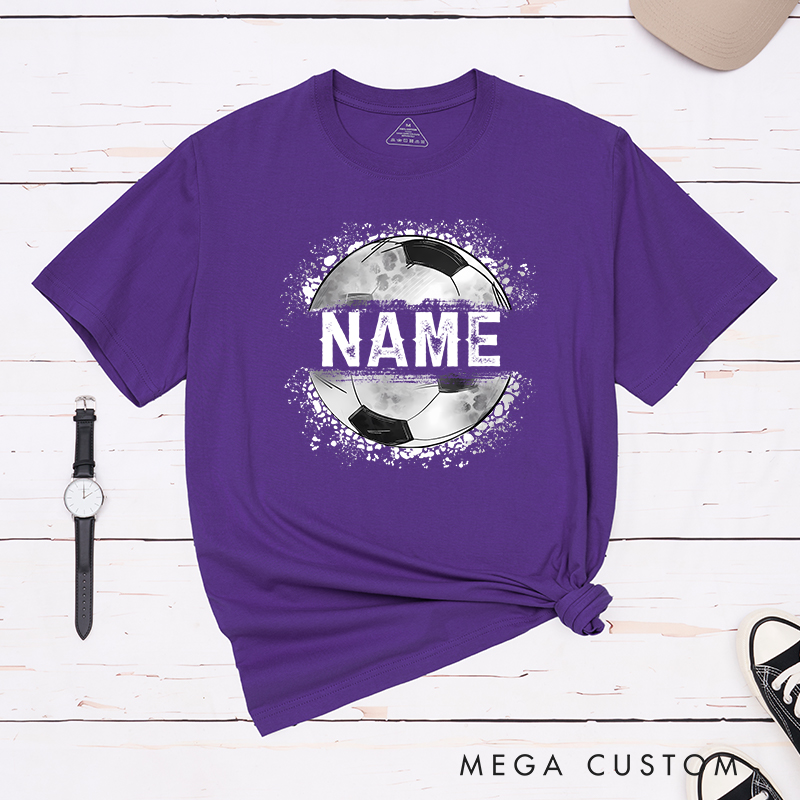 Personalized Athletic T-Shirt with Soccer Ball Graphic and Name  