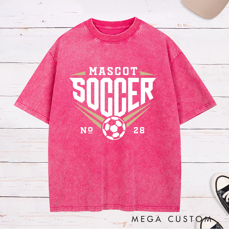 Personalized Soccer Washed T-Shirt with Team Name and Number