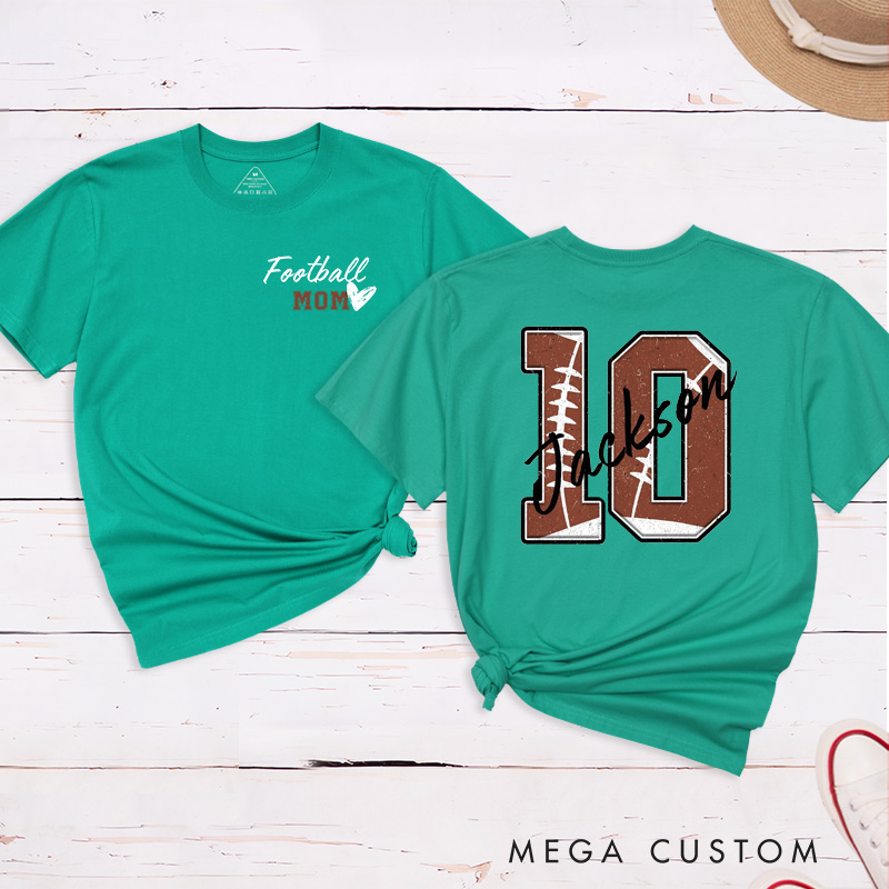 Personalized American Football and Rugby Mom T-Shirts with Custom Name and Number on the Back