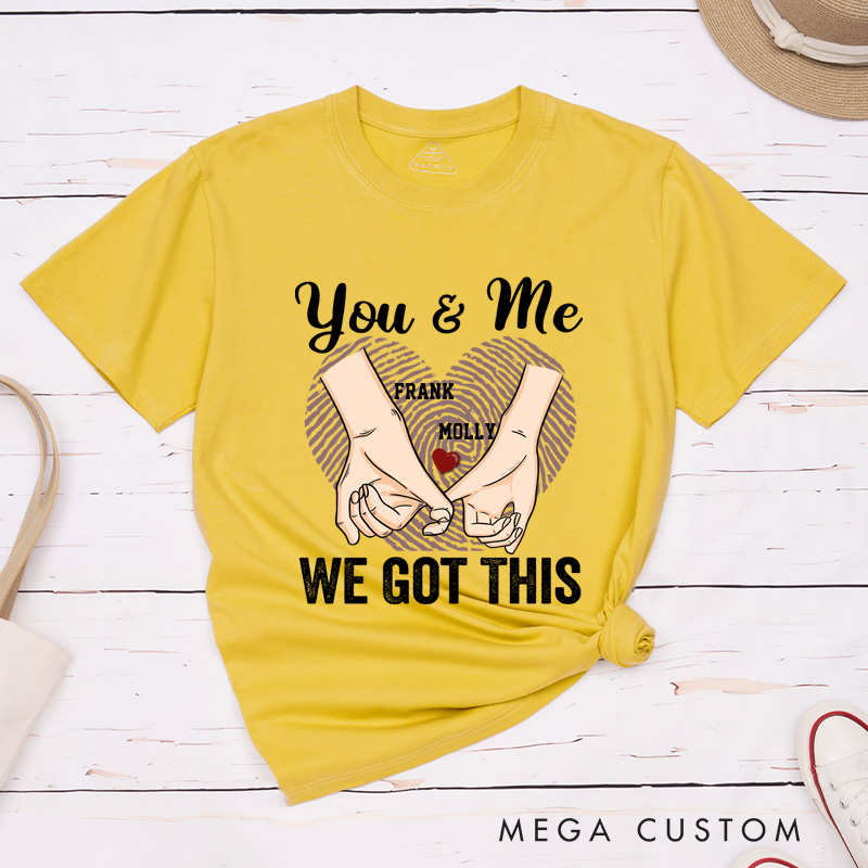Personalized You and Me We Got This Couple Heart Fingerprint Matching T-Shirt 