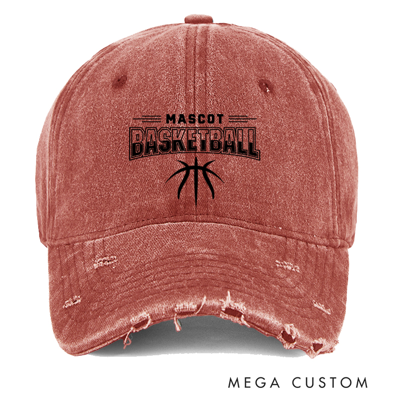 Personalized Mascot Basketball Distressed Cap with Custom Team Design