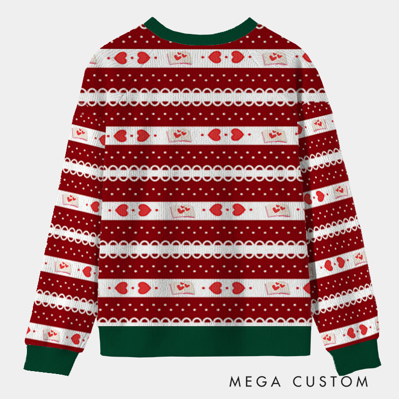 Personalized Bookish Love Heartfelt Ugly Sweater Holiday Gift for Librarians