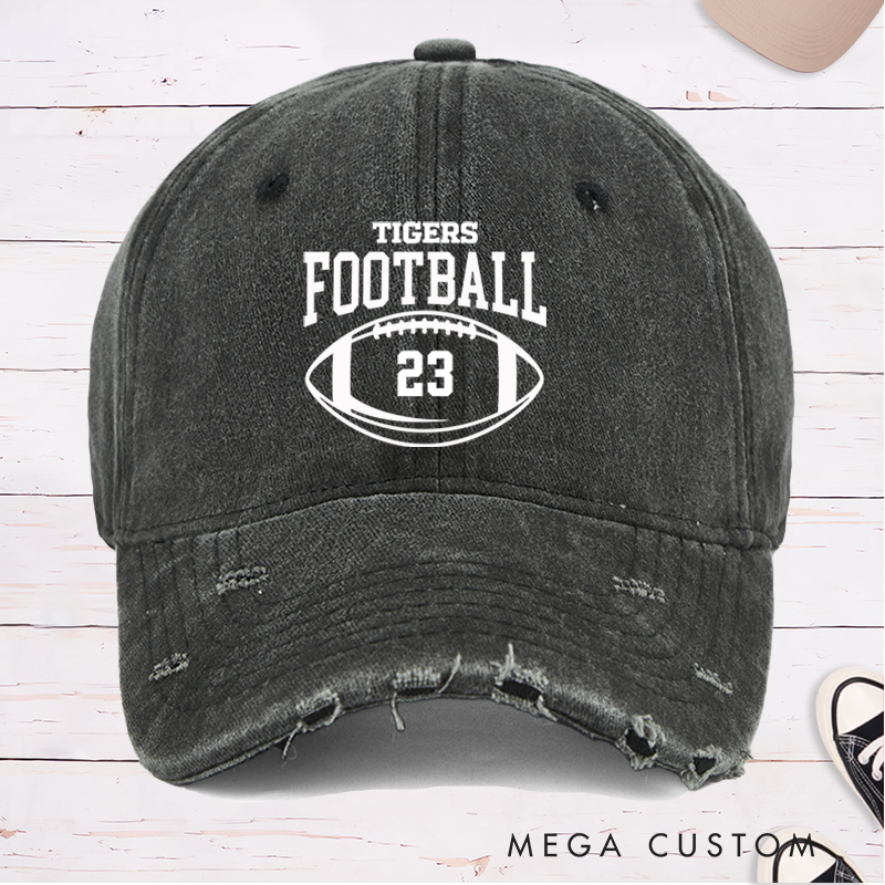 Personalized American Football Cap with Custom Team Name and Number