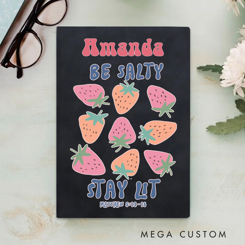 Personalized Be Salty Stay Lit A5 Sheepskin Suede Notebook with Name Baptism Birthday Gift for Christians  