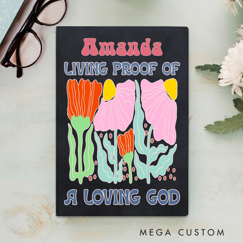 Personalized Living Proof of a Loving God A5 Sheepskin Suede Notebook with Name Baptism Birthday Gift for Christians  