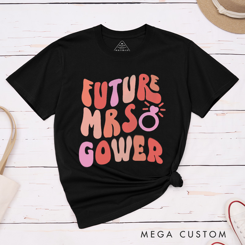 Personalized Bold and Playful Future Mrs. with Rings Fiancee Engagement Fiancée Classic T-Shirt