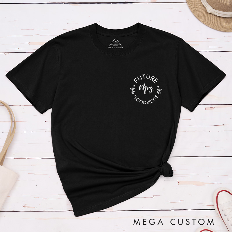 Personalized Future Mrs with Floral Accents Engagment Fiance Classic T-Shirt  