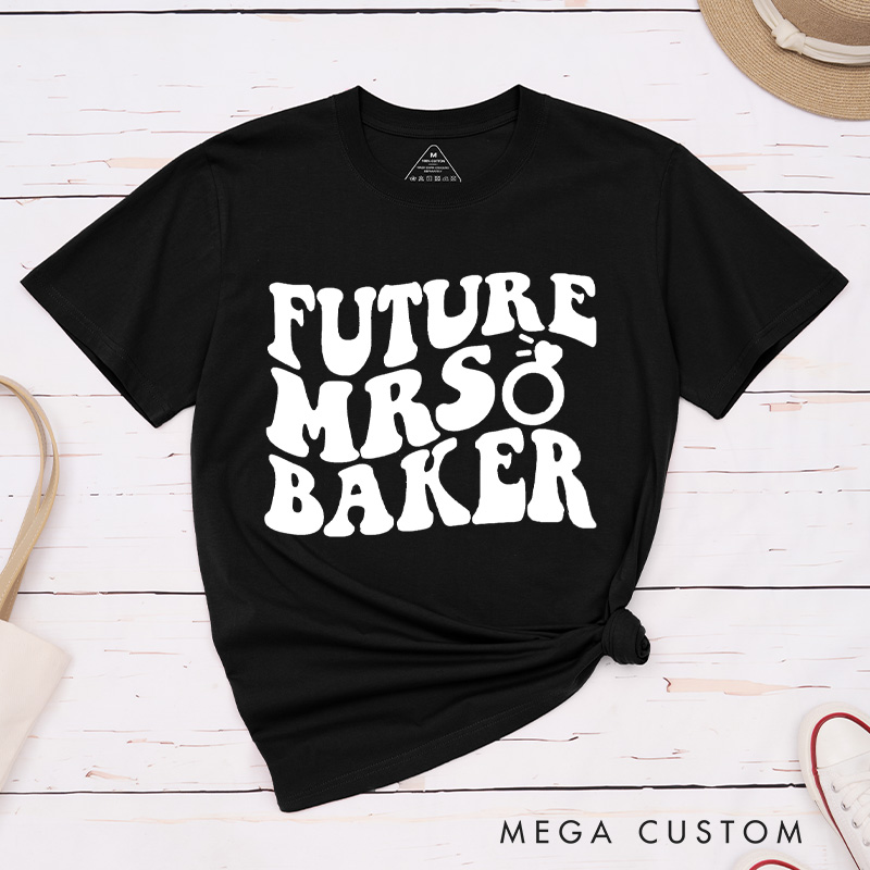 Personalized Retro-Inspired Future Mrs with Ring Fiancee Engagement Fiancée Classic T-Shirt