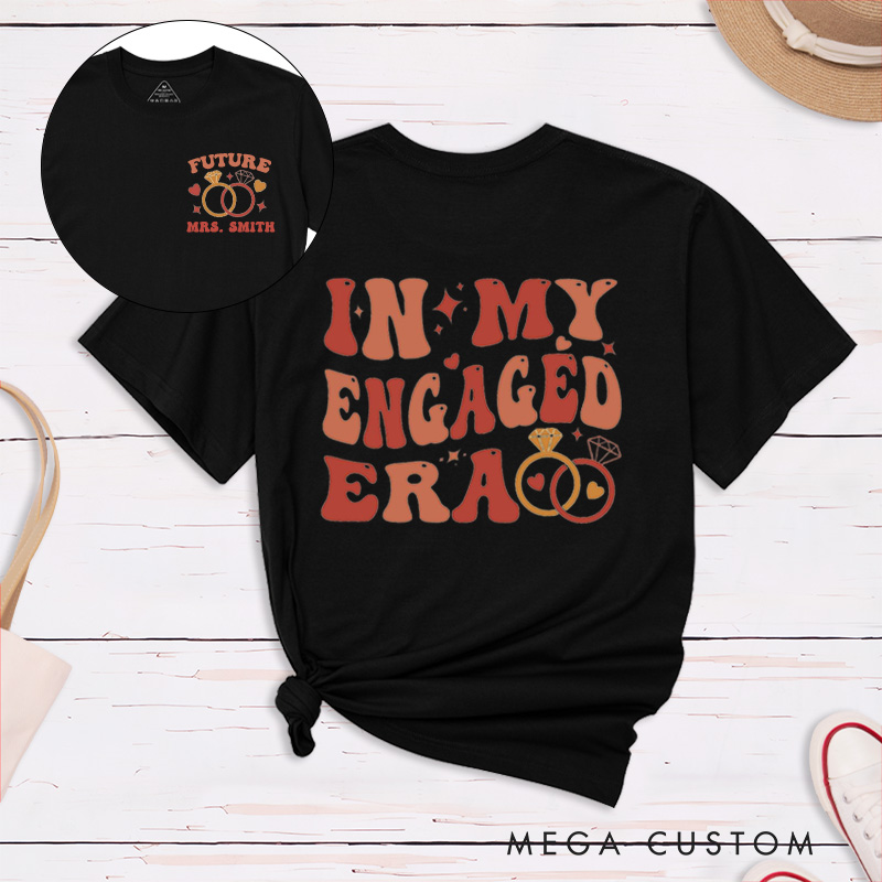 Personalized Vintage In My Engaged Era Future Mrs with Rings and Hearts Fiancee Engagement Fiancée Classic T-Shirt