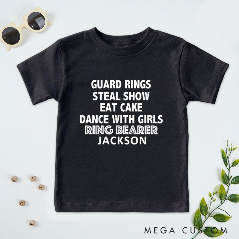 Personalized Fun Ring Bearer Checklist Wedding Flower Boy T-Shirt 