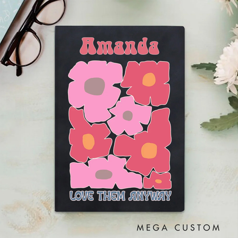 Personalized Multicolor Love Them Anyway A5 Sheepskin Suede Notebook with Name Baptism Birthday Gift for Christians  