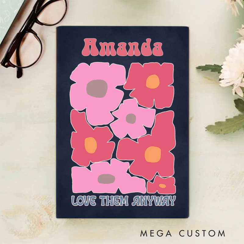 Personalized Multicolor Love Them Anyway A5 Sheepskin Suede Notebook with Name Baptism Birthday Gift for Christians  