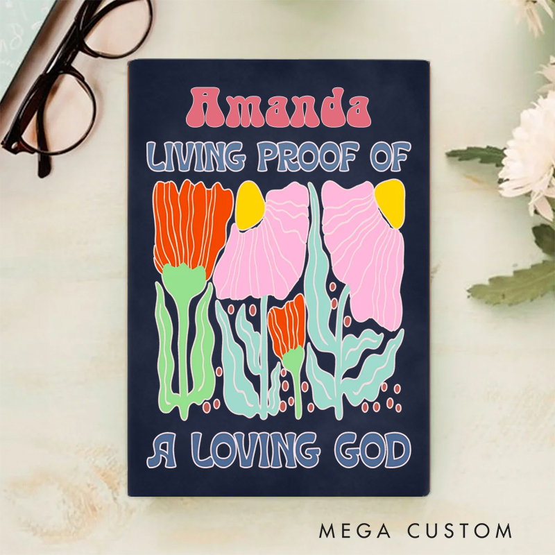 Personalized Living Proof of a Loving God A5 Sheepskin Suede Notebook with Name Baptism Birthday Gift for Christians  
